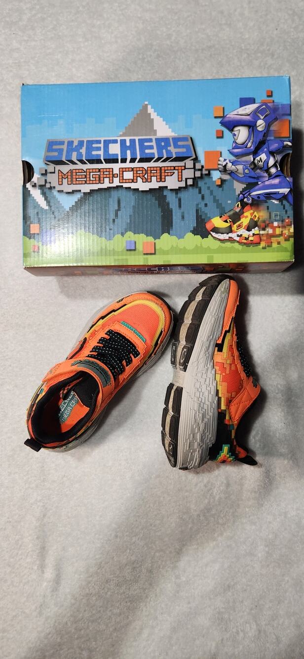 Skechers Mega-Craft 4K Kids Sneakers Size 12 Orange Black 402160L ORBK NWB